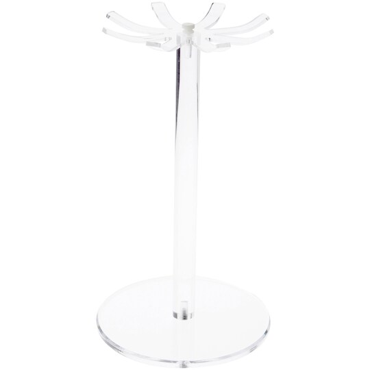 Plymor; Plymor Clear Acrylic Rotating Necklace / Keychain Display Stand Holder, 13" H x 8" W x 8" D (Has 8 Hooks for Necklaces); Category:Neck Forms & Necklace Displays; Image:1